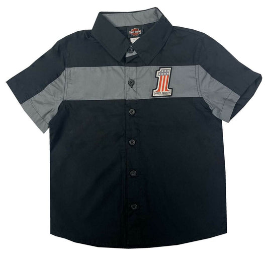 Harley-Davidson Little Boys' #1 Short Sleeve Button Work Shop Toddler Shirt 1070108 1080108