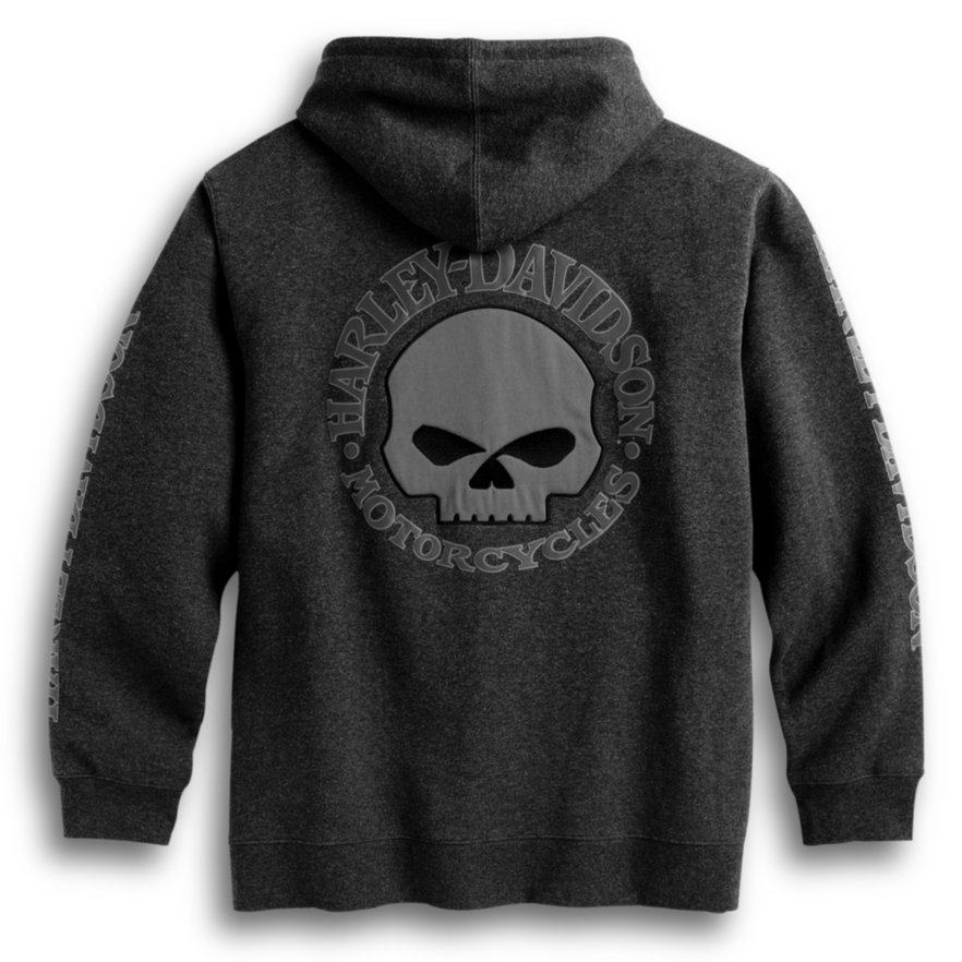 Harley-Davidson® Men's Hooded Skull Zip-Up Hoodie - Charcoal. 99107-18VM (S-5XL)
