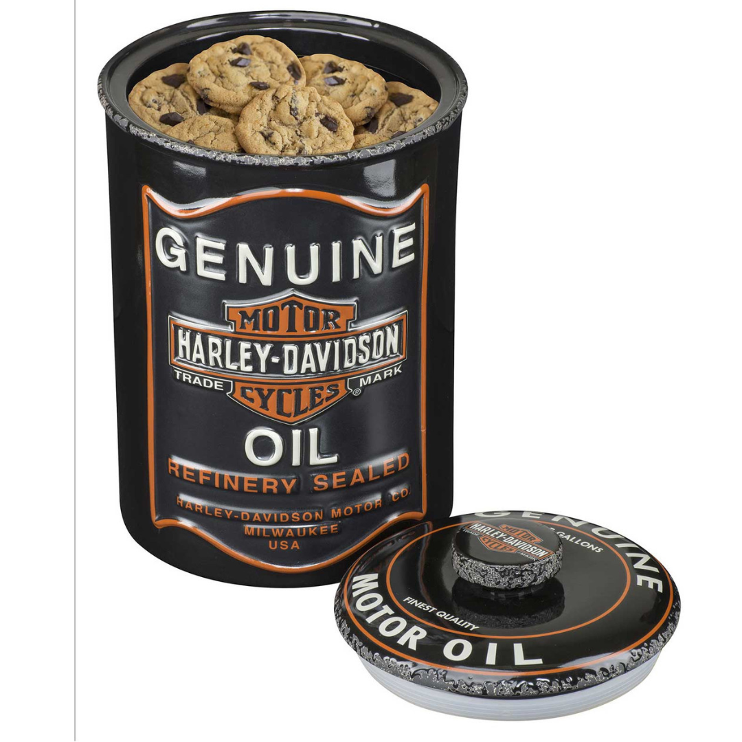 Harley-Davidson Oil Can Ceramic Cookie/Storage Jar, HDX-99212 (cookies not included)