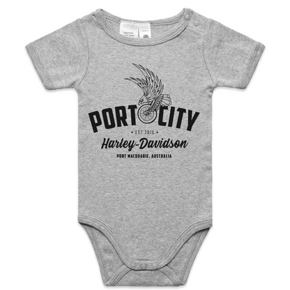 Port City Harley-Davidson Eagle Wing Baby Onesie - Grey Marle (NEW)
