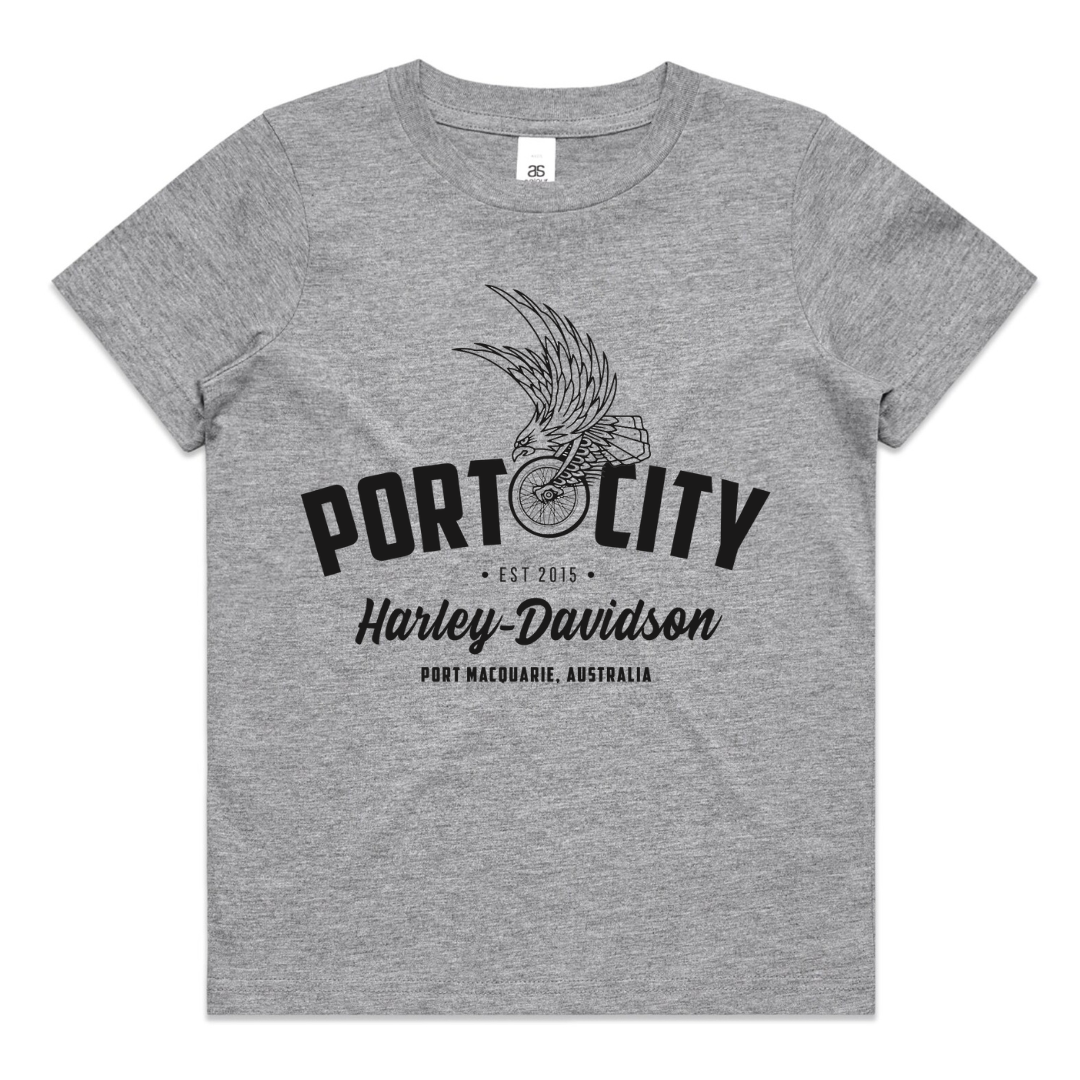 Kids / Youth Port City Eagle Wing T-Shirt - Grey Marle (2-12Y)