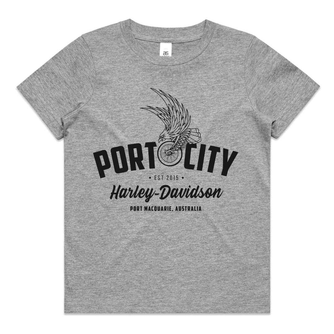 Kids / Youth Port City Eagle Wing T-Shirt - Grey Marle (2-12Y)