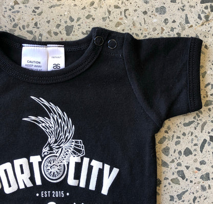 Port City Harley-Davidson® Eagle Wing Baby Onesie - Black (NEW)