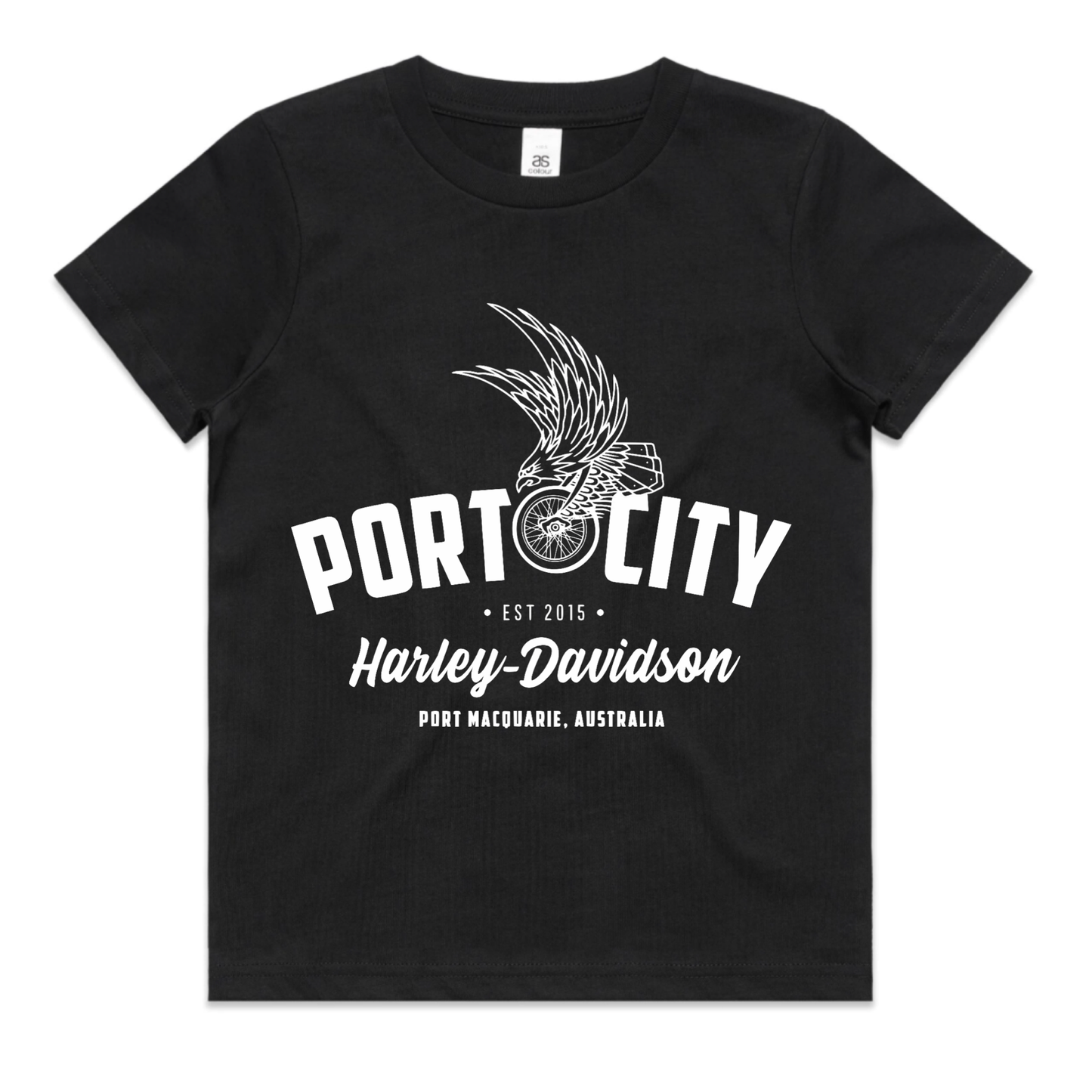 Kids / Youth Port City Harley-Davidson Eagle Wing T-Shirt - BLACK - Sizes 2-14 (NEW)
