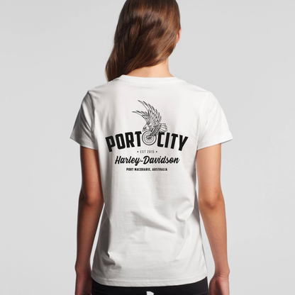Port City Harley-Davidson® Women's Eagle Wing T-Shirt - White