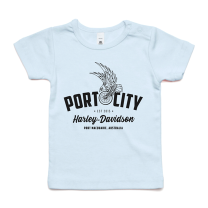 Port City Harley-Davidson® Eagle Wing Baby T-Shirt - PALE BLUE (NEW)