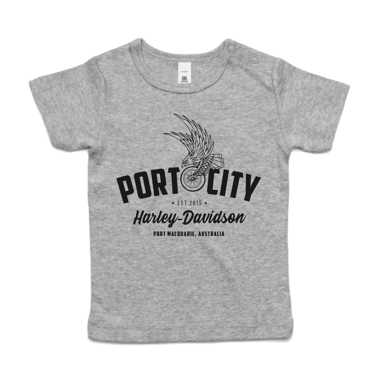 Port City Harley-Davidson Eagle Wing Baby T-Shirt - GREY (0m-24m)