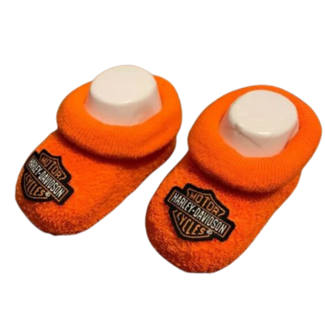 Harley-Davidson Newborn Baby Booties - Orange (BACK IN STOCK)