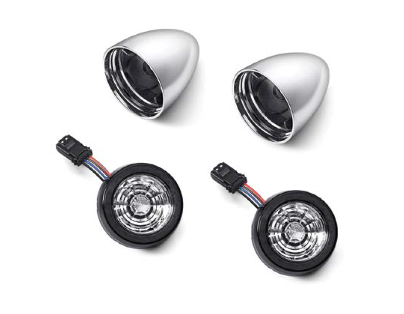 Harley-Davidson® Rear Signature LED Turn Signal Indicator Inserts - '14-Later DYNA / SPORTSTER / TOURING / '14-'17 SOFTAIL - 67801151 (CHROME) 67801152 (BLACK)  NEW ARRIVAL