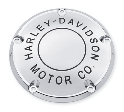 Harley-Davidson® Motor Co. Derby Cover - Chrome- 25338-99B.  This collection personifies Harley® style. It had better, because we put our name on it - The Harley-Davidson® Motor Co. Fits ’99-’00 Evolution® 1340, ’99-’17 Dyna®, ’99-'18 Softail® (except FLSB) and ’99-’15 Touring and Trike models (except FLHTCUL, FLHTKL or ’07-’15 Touring or Trike models with Narrow-Profile Outer Primary Cover P/N 25700385 or 25700438).