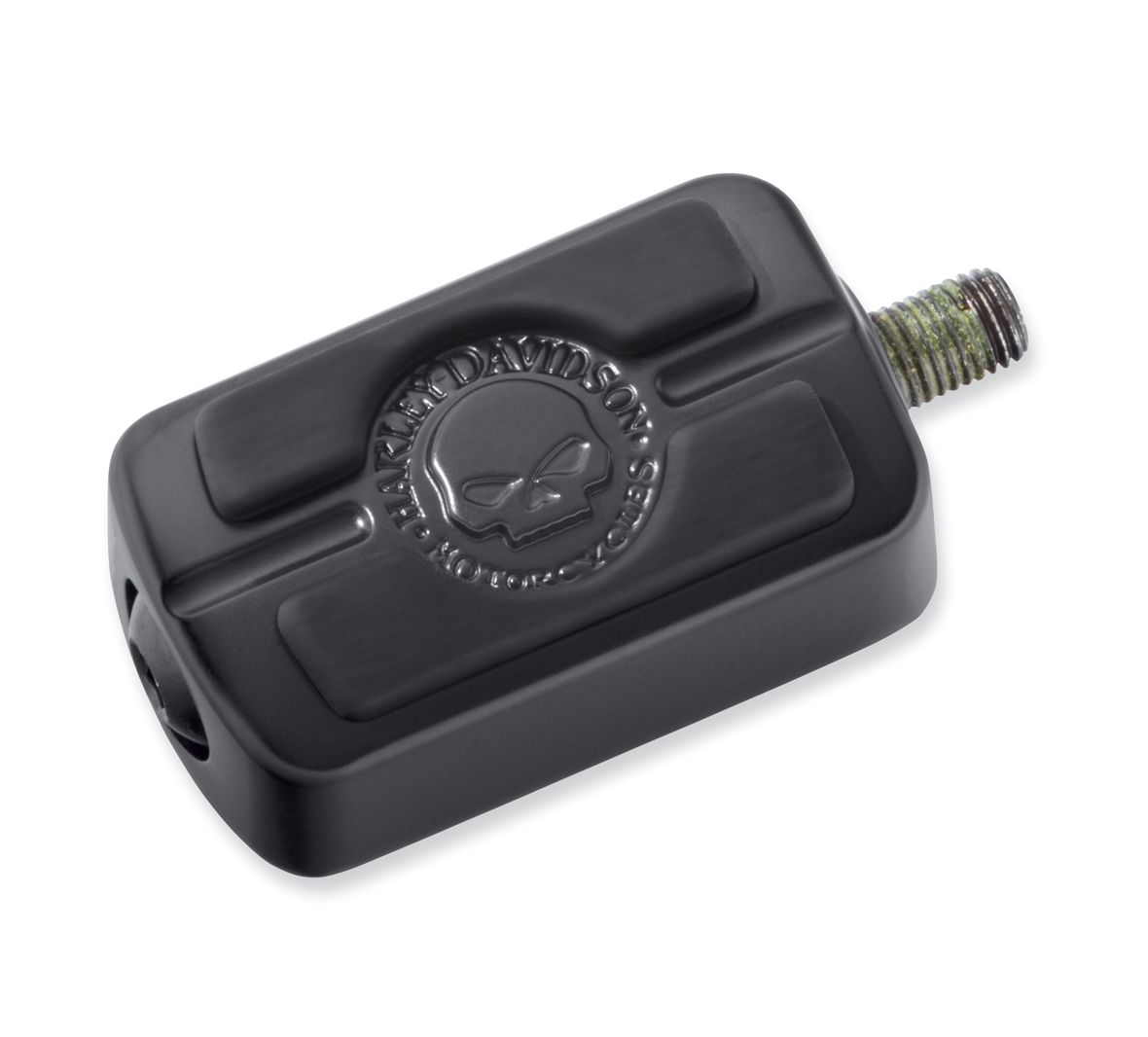 Harley-Davidson® Willie G Skull Shifter Peg - Black - 33500258  Styled to complement Willie G® Skull Accessory items, these obsidian black Shifter Peg features a raised Willie G® Skull and Harley-Davidson® Motorcycles script surrounded by rich black rubber for grip and traction.
