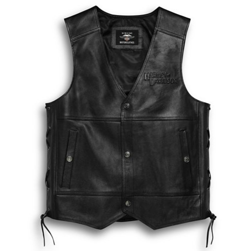 The classically styled Tradition II Harley-Davidson Leather Motorcycle Vest keeps it simple so you can make it your own with patches, pins, and more. Cut from hard-wearing cowhide, this men's leather vest includes adjustable lacing for a custom fit. 98024-18VM