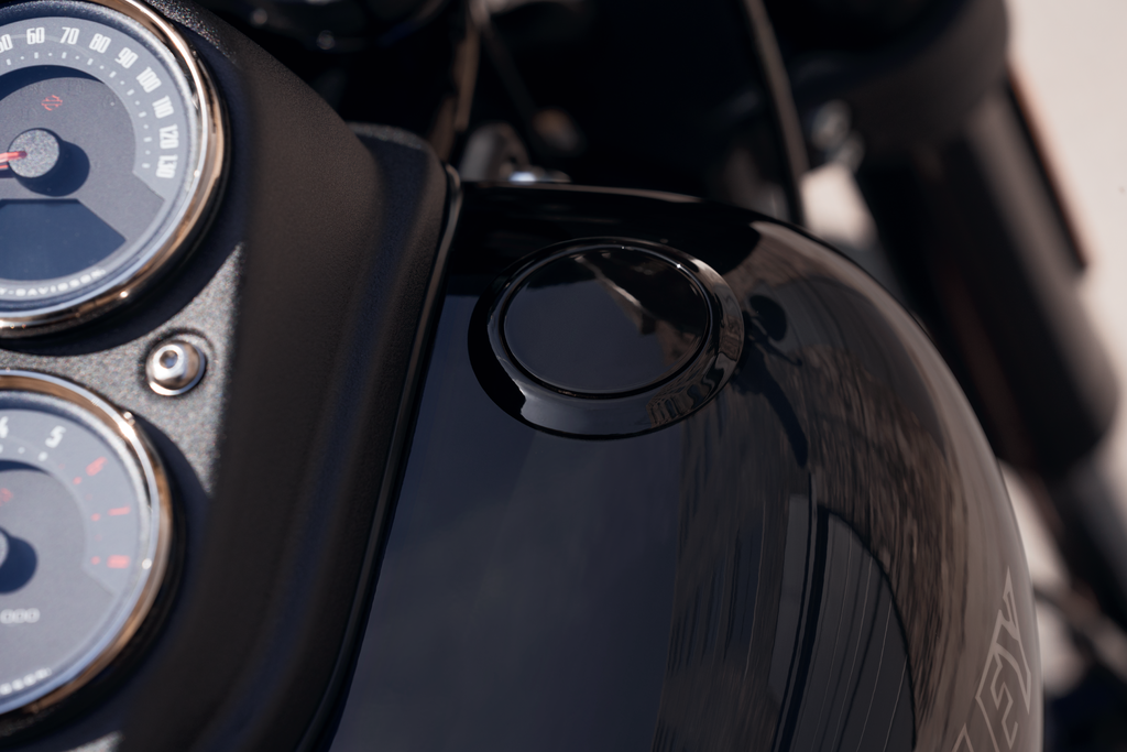 Harley-Davidson Flush-Mount Fuel Cap and Left Side Tank Cap Kit - Black - 61100132 - Softail FXLRS Low Rider S.