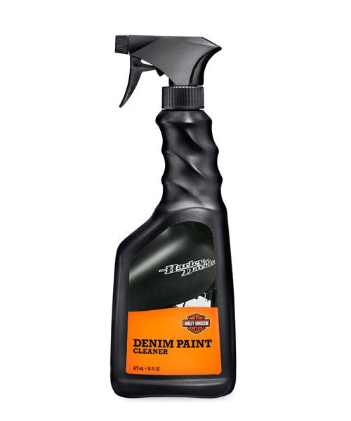 Harley-Davidson® Denim Paint Cleaner 473mL - 93600064.  Specially formulated for denim paint, this handy quick detailer cleans and protects the silky matte finish.